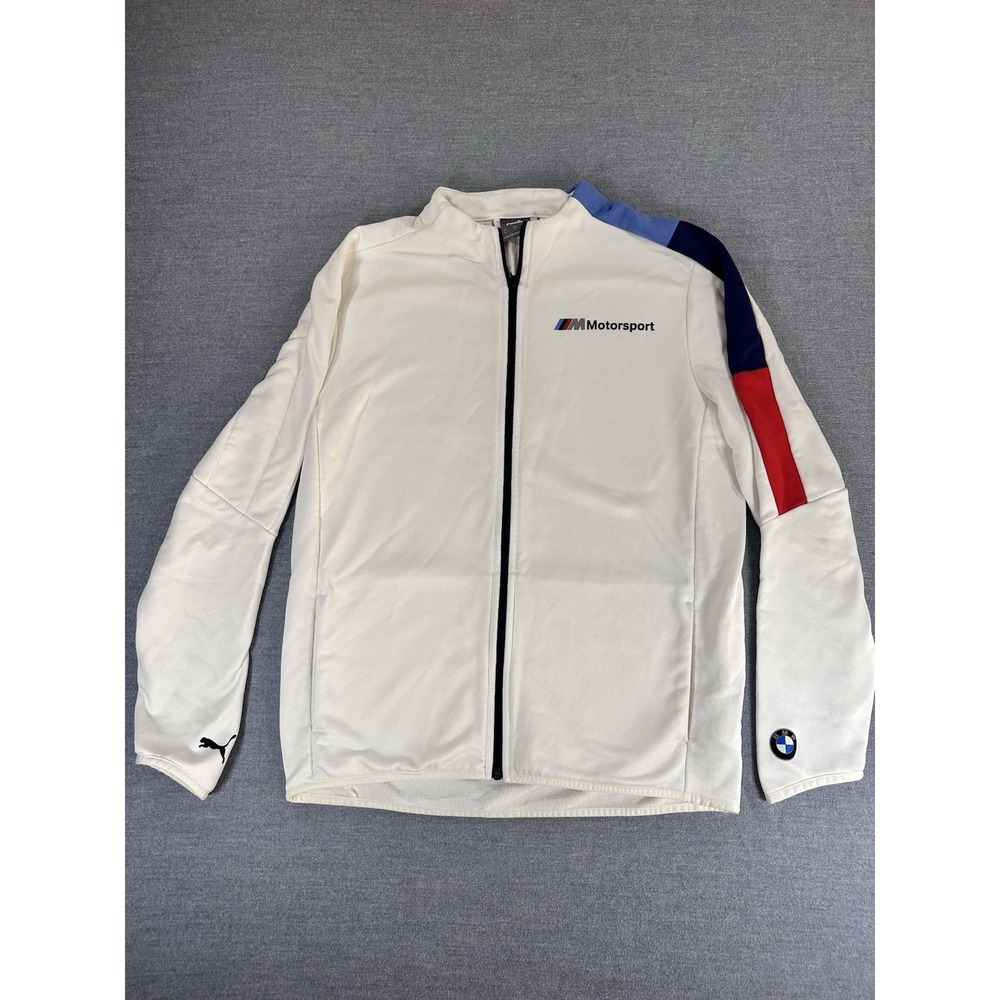 PUMA BMW M Motorsport T7 Track Jacket Mens M White Racing 576648-02 2020